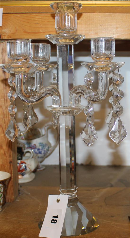 5 branch lustre candelabra & metal base glass dome